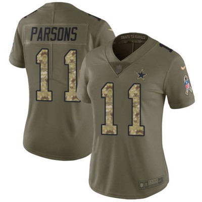Nike Dallas Cowboys #11 Micah Parsons OliveCamo Women's Stitched NFL Limited 2017 Salute To Service Jersey